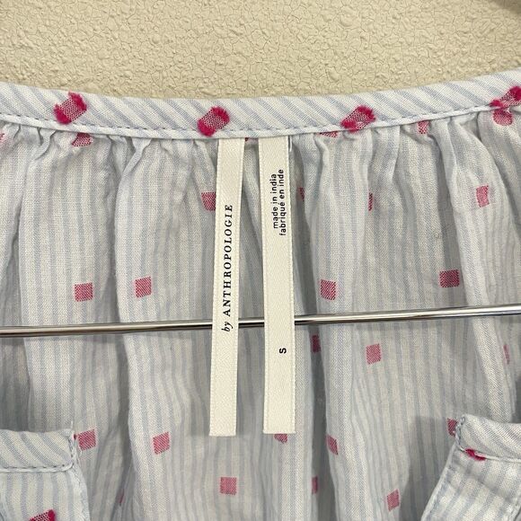 Anthropologie Nena Textured Sleep Top Womens S PJ Pajama Henley Shirt Clip Dot - Picture 2 of 7